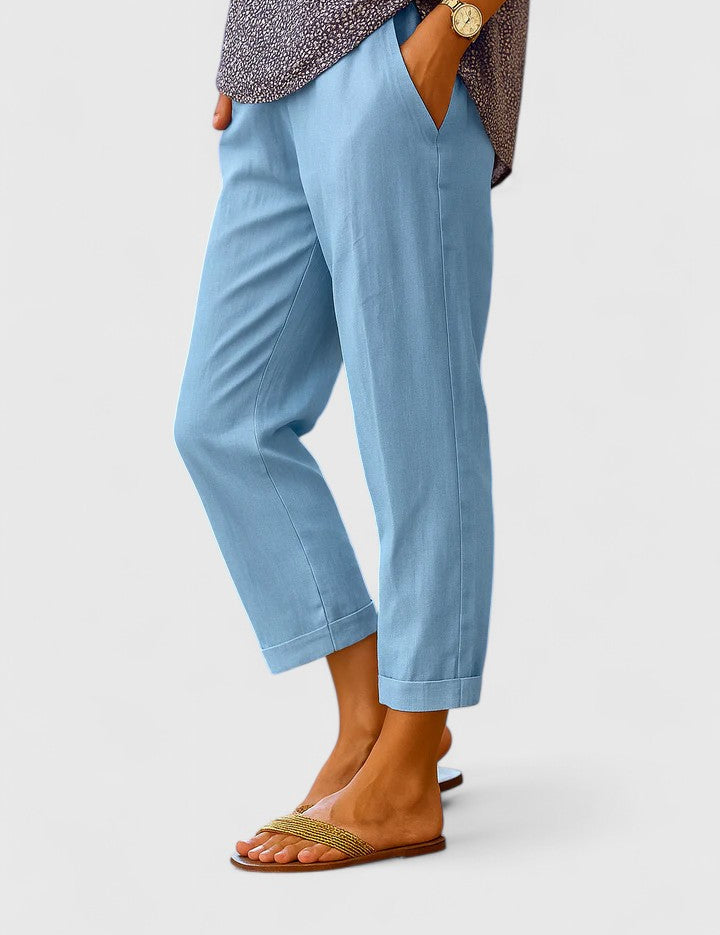 Giselle Fontmoreau | White Linen Cropped Trousers