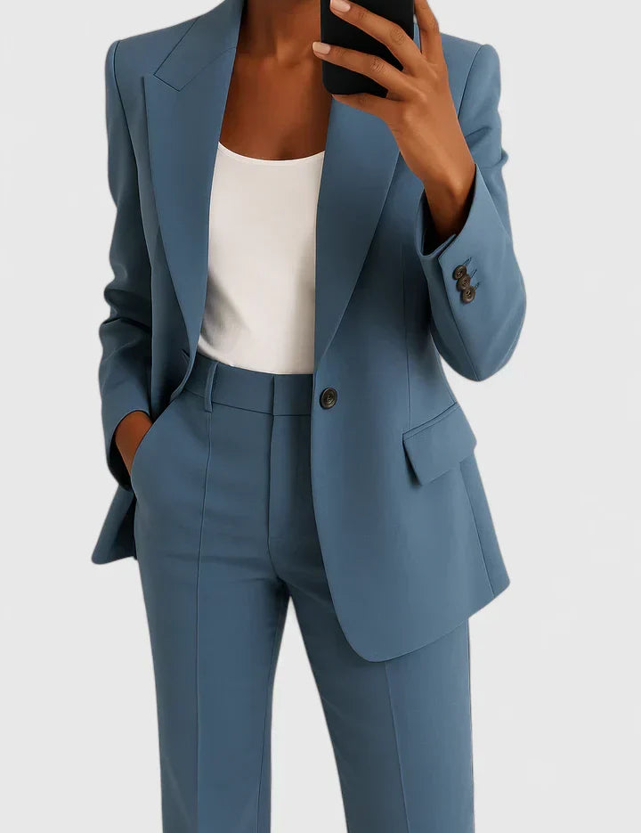 Octavie Lerondeau | Black Wide-Leg Two-Piece Blazer Suit Set