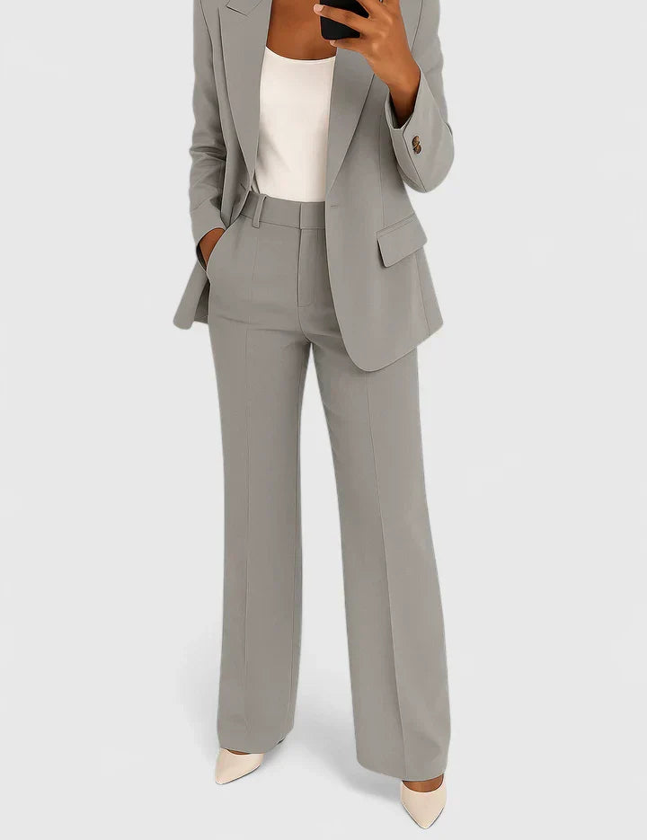 Octavie Lerondeau | Black Wide-Leg Two-Piece Blazer Suit Set
