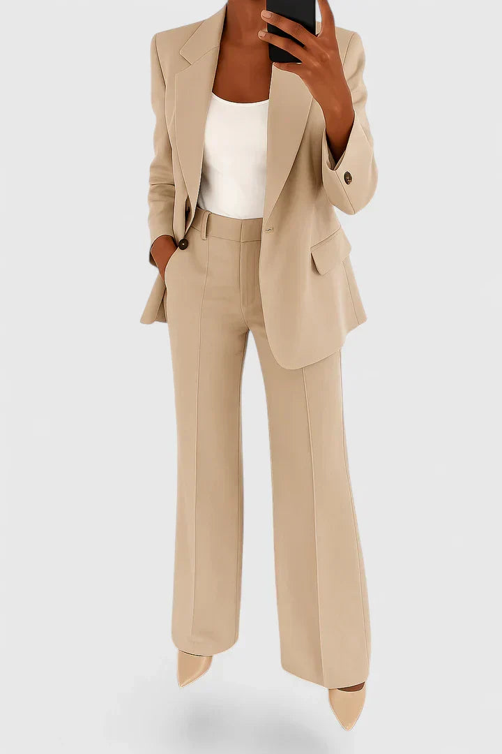 Octavie Lerondeau | Black Wide-Leg Two-Piece Blazer Suit Set