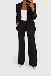 Octavie Lerondeau | Black Wide-Leg Two-Piece Blazer Suit Set