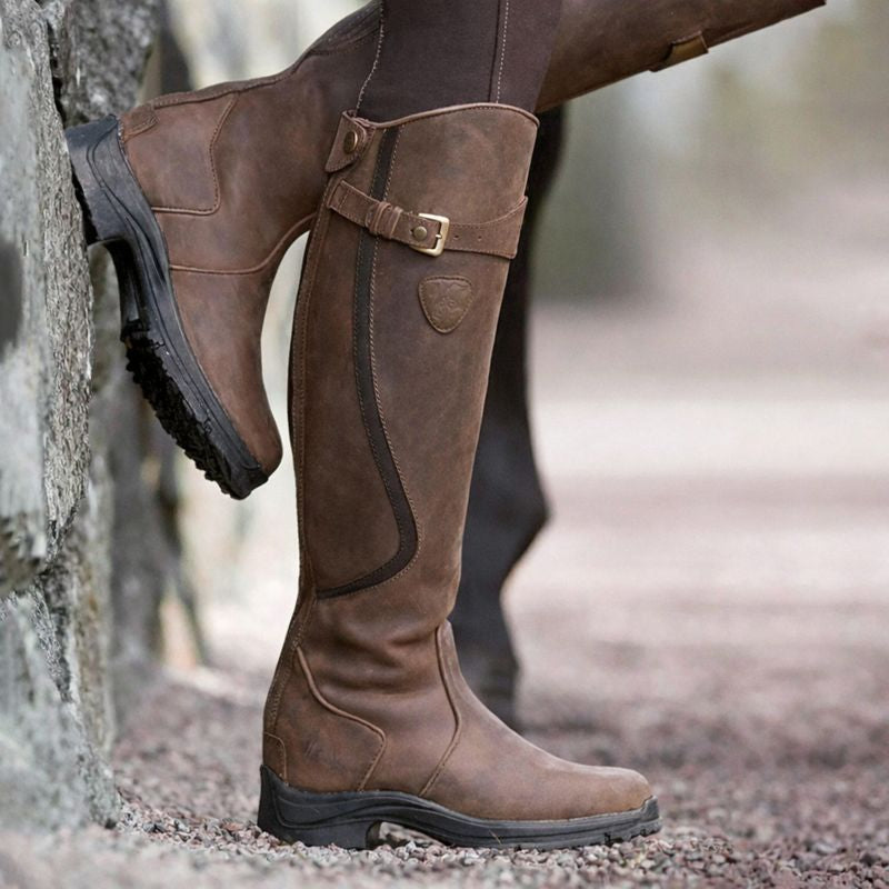 Genevra Stormfield | Knee-High Waterproof Riding Boots in Brown