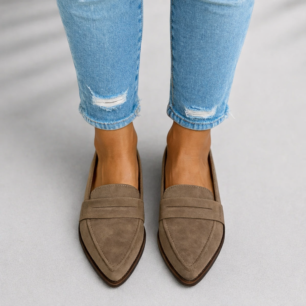 Corinna Ashwell | Black Suede Pointed Toe Loafers