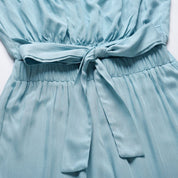 Clarisse Fontenard | Strapless Tie Waist Wide Leg Jumpsuit in Beige