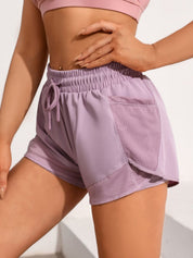 Frederica Lansdowne | Black 2-in-1 Mesh Athletic Shorts with Phone Pocket