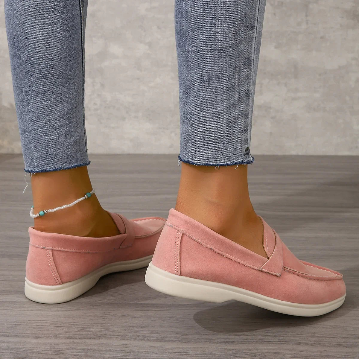 Séraphine Wentworth | Grey Suede Slip-On Loafers for Women