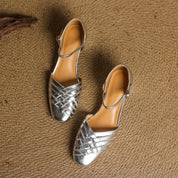 Clothilde Ravenspark | Woven Genuine Leather Block Heel Pumps