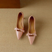 Eloise Branwell | Blush Patent Bow Detail Kitten Heel Pump