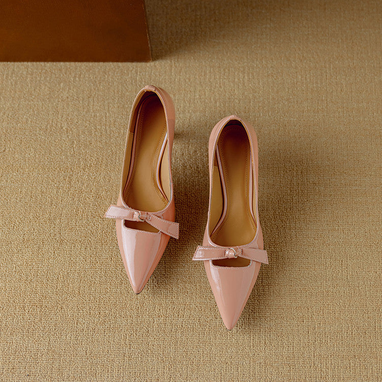 Eloise Branwell | Blush Patent Bow Detail Kitten Heel Pump