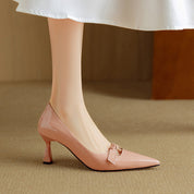 Eloise Branwell | Blush Patent Bow Detail Kitten Heel Pump