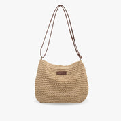 Fleur Pemberton | Woven Straw Shoulder Bag in Natural Beige
