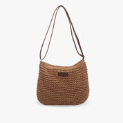 Fleur Pemberton | Woven Straw Shoulder Bag in Natural Beige