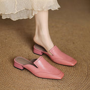 Colette Séverin | Purple Genuine Leather Square-Toe Mule Slippers