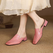 Colette Séverin | Purple Genuine Leather Square-Toe Mule Slippers