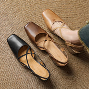 Celeste Dunmore | Tan Leather Block Heel Slingback Sandal