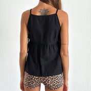 Celeste Dunmore | Plaid Sleeveless Peplum Tank Top with Bow Ties