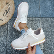 Beatrix Holloway | Lace-Up Mesh Sneakers in Navy, Beige & Burgundy