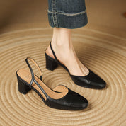 Paulette Ashgrove | Tan Leather Block Heel Slingback