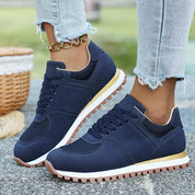 Beatrix Holloway | Lace-Up Mesh Sneakers in Navy, Beige & Burgundy