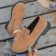 Mariette Coldwell | Tan Suede Platform Loafers for Women