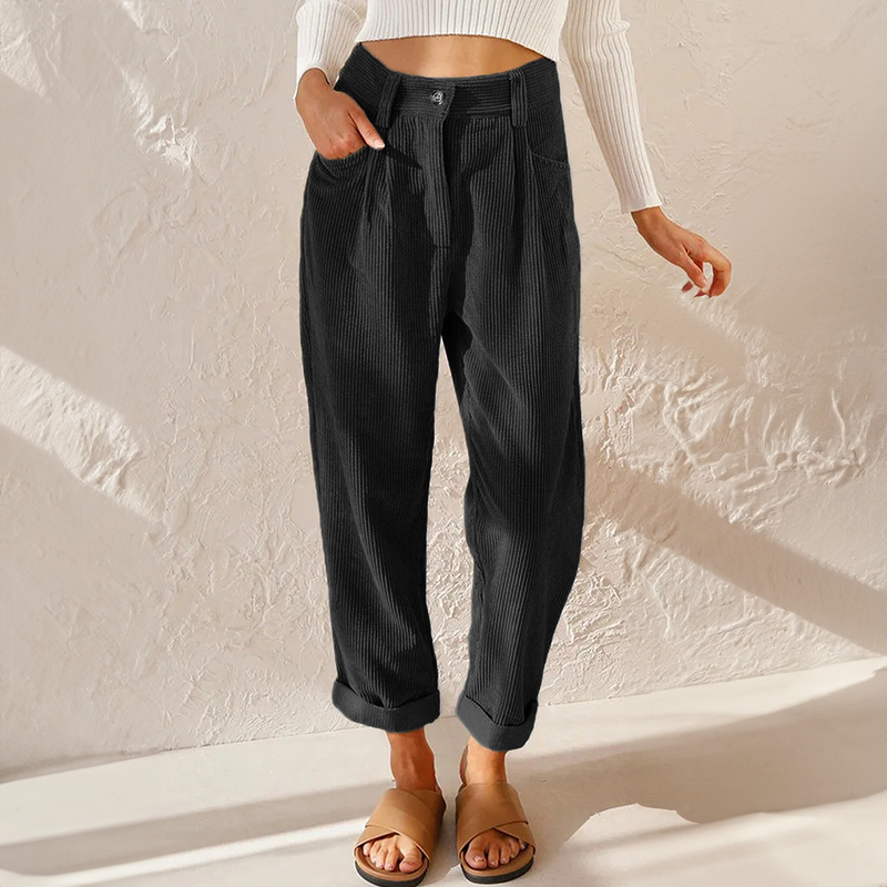 Marguerite Fonclaire | High-Waist Corduroy Trousers in Mustard Yellow