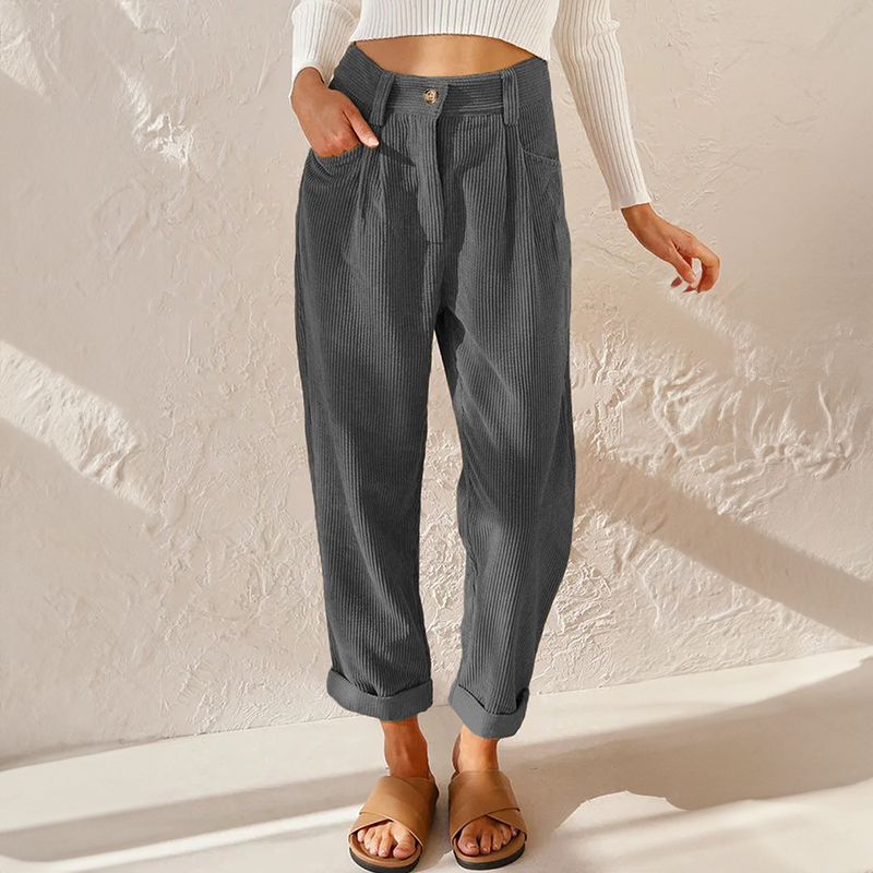 Marguerite Fonclaire | High-Waist Corduroy Trousers in Mustard Yellow