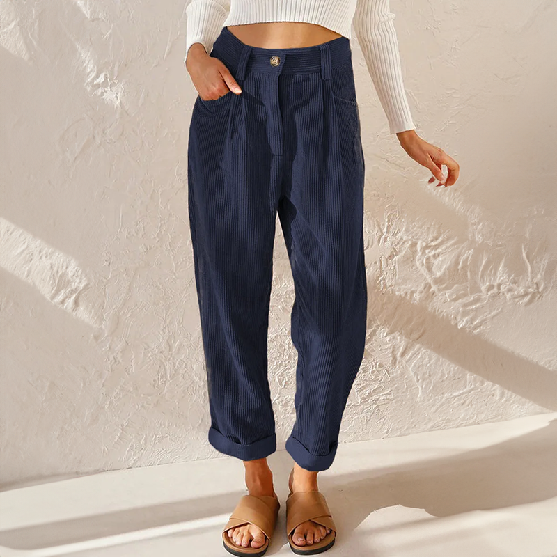 Marguerite Fonclaire | High-Waist Corduroy Trousers in Mustard Yellow