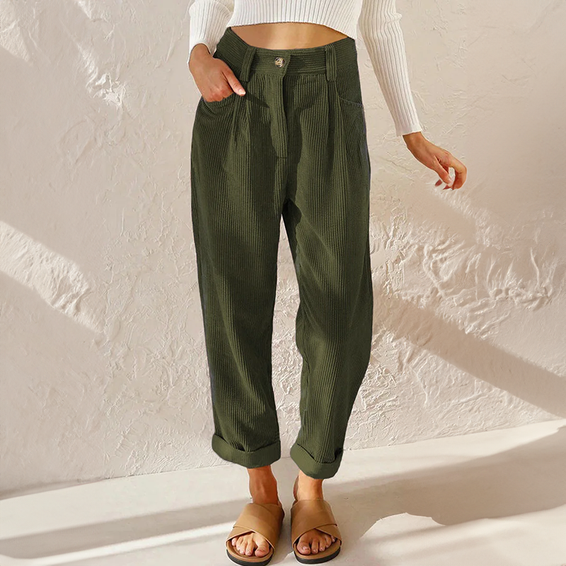 Marguerite Fonclaire | High-Waist Corduroy Trousers in Mustard Yellow