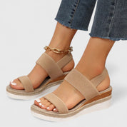 Marguerite Fontveil | Black Espadrille Wedge Orthopedic Sandals