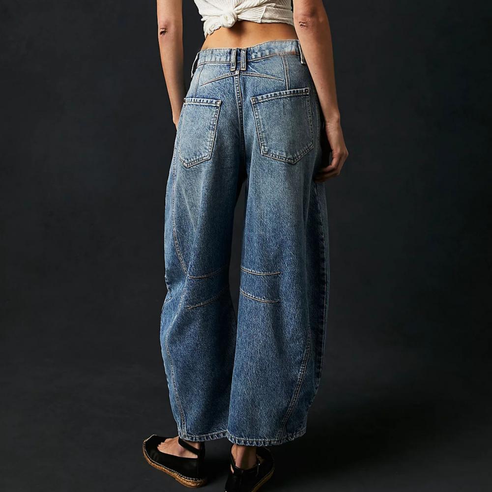 Christelle Vanbrough | High-Rise Barrel Leg Jeans in Light Acid-Wash Denim