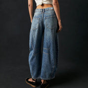 Christelle Vanbrough | High-Rise Barrel Leg Jeans in Light Acid-Wash Denim