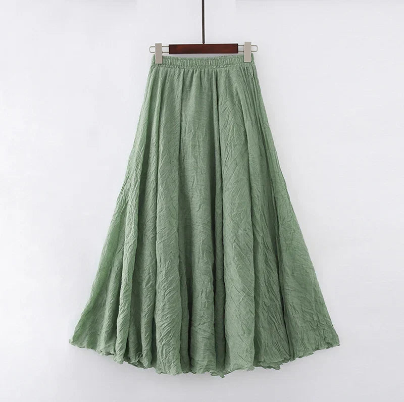 Isabeau Thornecroft | Flowing Cotton Linen Maxi Skirt in Beige
