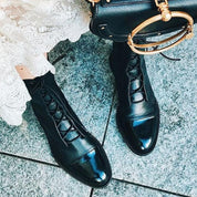 Céleste Fairvaux | Black Lace-Up Leather Combat Boots