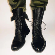 Céleste Fairvaux | Black Lace-Up Leather Combat Boots