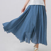 Isabeau Thornecroft | Flowing Cotton Linen Maxi Skirt in Beige
