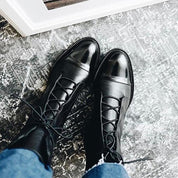 Céleste Fairvaux | Black Lace-Up Leather Combat Boots
