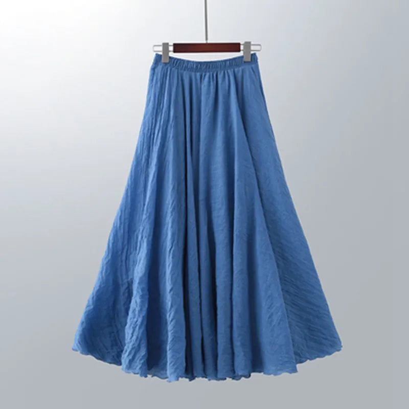 Isabeau Thornecroft | Flowing Cotton Linen Maxi Skirt in Beige