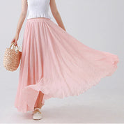 Isabeau Thornecroft | Flowing Cotton Linen Maxi Skirt in Beige