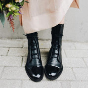 Céleste Fairvaux | Black Lace-Up Leather Combat Boots