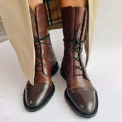 Céleste Fairvaux | Black Lace-Up Leather Combat Boots