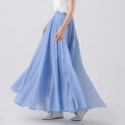 Isabeau Thornecroft | Flowing Cotton Linen Maxi Skirt in Beige