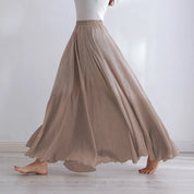 Isabeau Thornecroft | Flowing Cotton Linen Maxi Skirt in Beige
