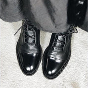 Céleste Fairvaux | Black Lace-Up Leather Combat Boots