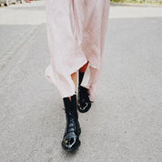 Céleste Fairvaux | Black Lace-Up Leather Combat Boots