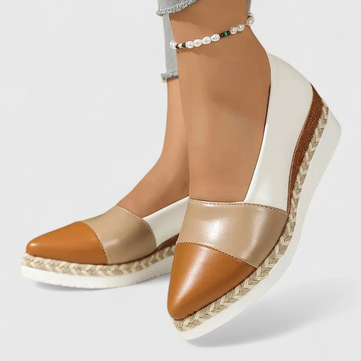 Mirabelle Fontenard | Metallic Espadrille Wedge Slip-On Shoes