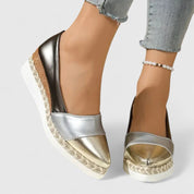 Mirabelle Fontenard | Metallic Espadrille Wedge Slip-On Shoes