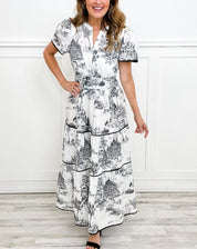 Marguerite Vosclaire | Classic Toile Maxi Dress in White & Brown