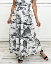 Marguerite Vosclaire | Classic Toile Maxi Dress in White & Brown