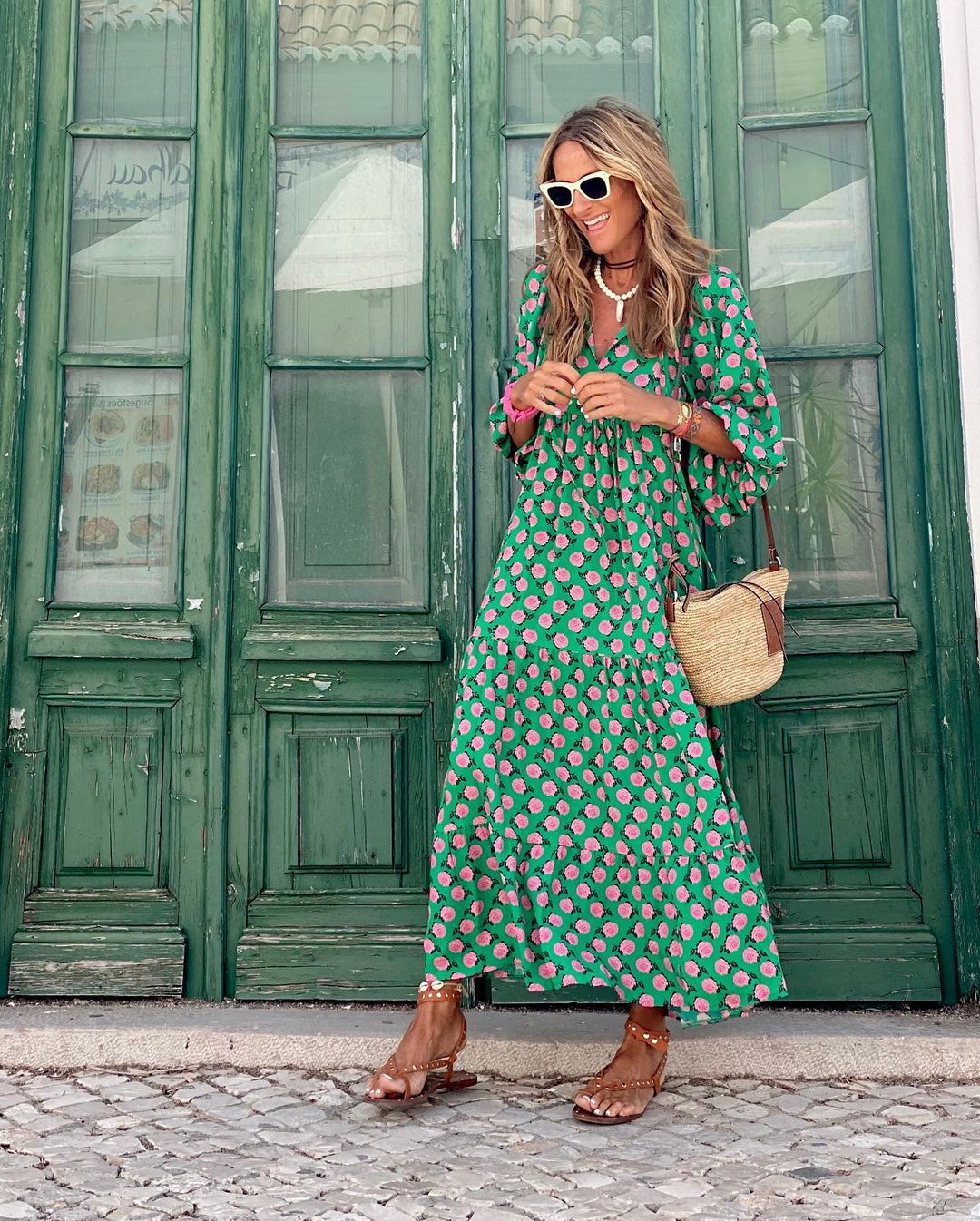 Clemency Devonshire | Green Floral Print Maxi Dress