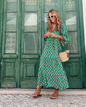 Clemency Devonshire | Green Floral Print Maxi Dress